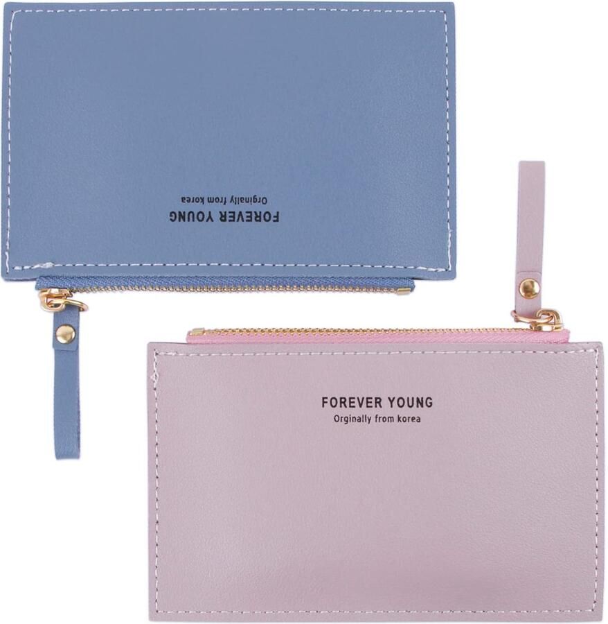 2 pcs mini card slots blue and purple. 9.5cm*14cm*0.5cm Elegant