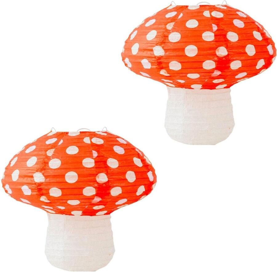 2 Pcs Paddestoelvormige Papieren Lantaarns Ornament Hangende Lantaarn Feestdecoratie Lampenkap Tuin Bruiloft Decoratie Verjaardagsfeestje Decoratie (Rood)
