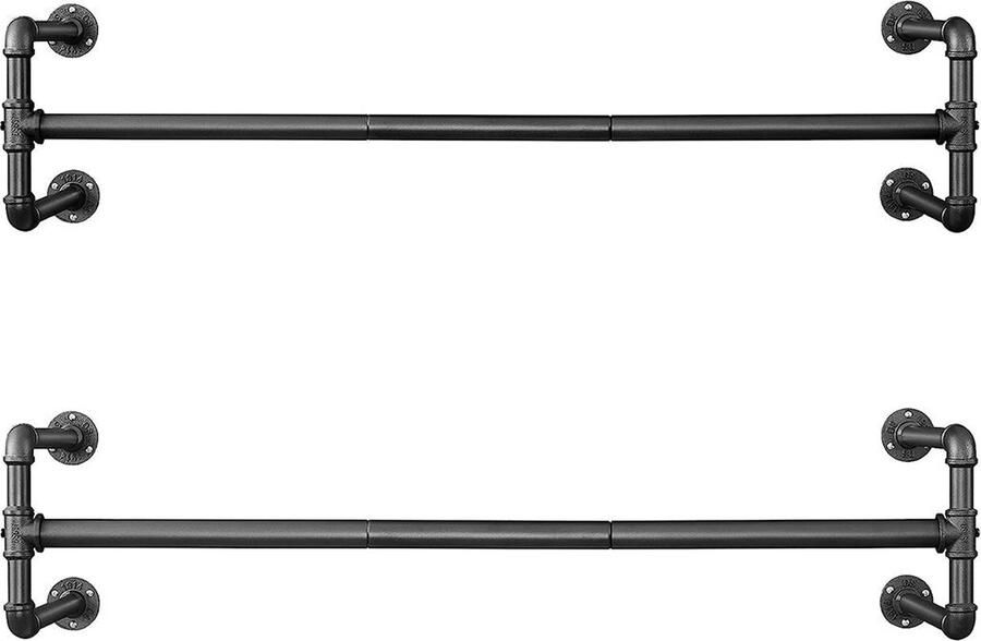 2 Piece Set Clothes Rails Hanging Rods Wall-Mounted Racks Ideal for Maximizing Space 110cm x 30cm x 29.3cm