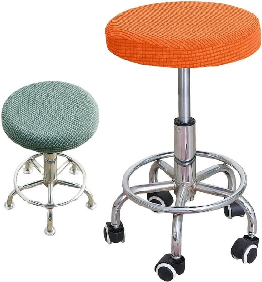 2 Round Stool Covers 30-40cm Luxury Fabric Stretchable Wrinkle Resistant Washable Dustproof Soft and Durable Round Stool Cover