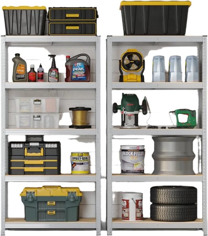 2 Set Heavy -Duty Storage Shelf Warehouse Shekken Garage Organisatie Rust -resistente staal 40 cm x 90 cm x 180 cm