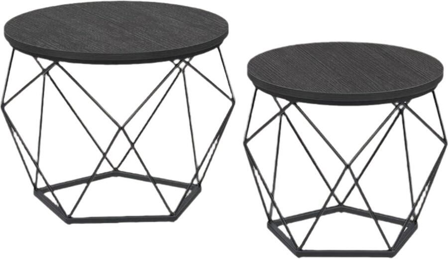 2 set ronde salontafel woonkamer tafel bijzettafels stijlvol ontwerp 50 cm x 40 cm & 40 cm x 36 cm