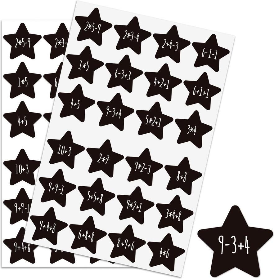 2 Sheets Stickers Numbers 1-24 Stickers Advent Calendar Christmas Black Stars Christmas Decoration for Gift Boxes DIY Packages (Stars)