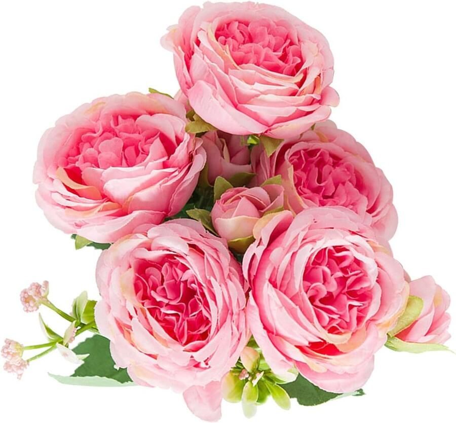 2 Stks Nep Pioenrozen Bloemboeket Kunstbloemen Decoratie Handgemaakte Gesimuleerde Plant voor Bruiloft Huis Tuin Feest Ceremonie Tafel Middelpunt (Roze)