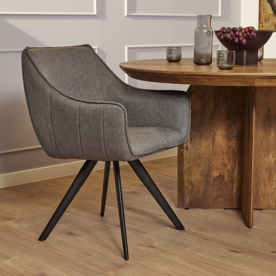 2 Stoelen Eetkamerstoel antraciet keukenstoel