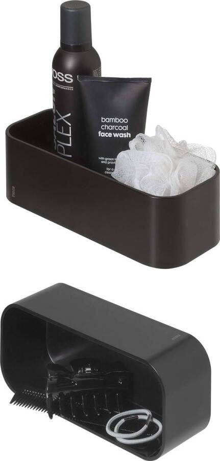 2-Store Plank als douchemand of wandrek te gebruiken kunststof zwart voor schroeven of lijmen 25x11x8cm
