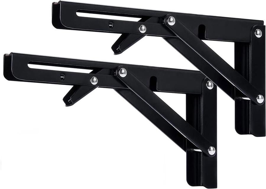 2 Stuk Opvouwbare Wandplank Beugels 40 cm Vlakke Montagebeugel voor Opvouwbare Tafelpoten & Zonnepaneelbeugels Draagcapaciteit tot 160 kg