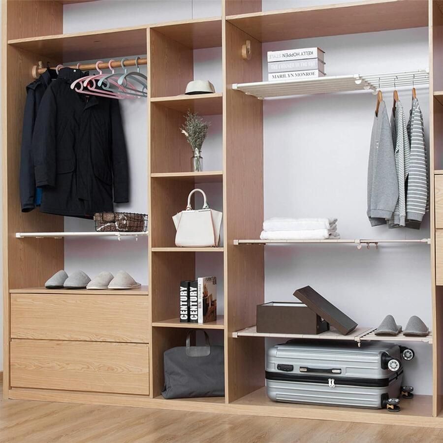 2 Stukken Uitschuifbare Verzamelen Partitie Plank Verstelbare Opbergrek voor Kasten DIY (38-60cm) Kledingkast