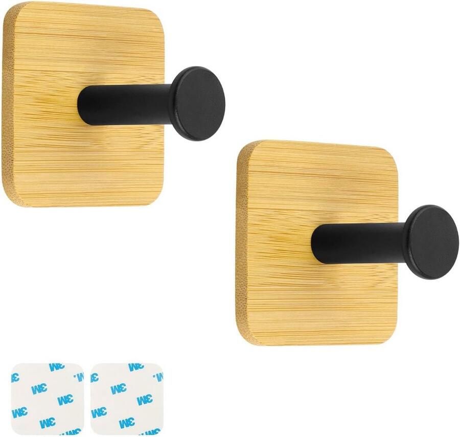 2 stuks 35 mm matte kledinghaken van bamboe en ijzer wandhaken met industriële en natuurlijke elementen