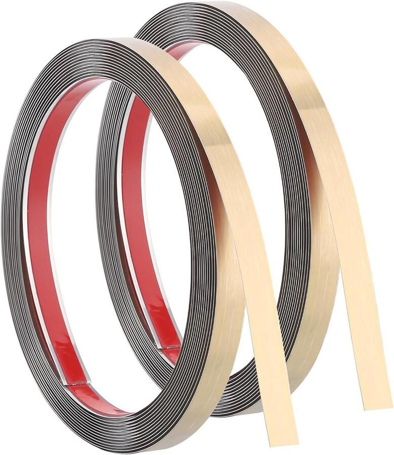 Titel: 2 stuks 5 m x 1 cm zelfklevende roestvrijstalen muurlijsten met spiegelachtige afwerking - Foto 2