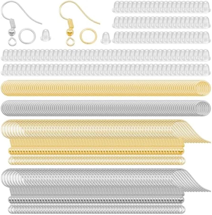 2 stuks 600 oorbellensets doe-het-zelf sieraden oorbelsluitingen ooraccessoires hypoallergene oorhaakset transparante oordopjes bijpassende kleding oorhaakset oorsieraden (goud zilver)