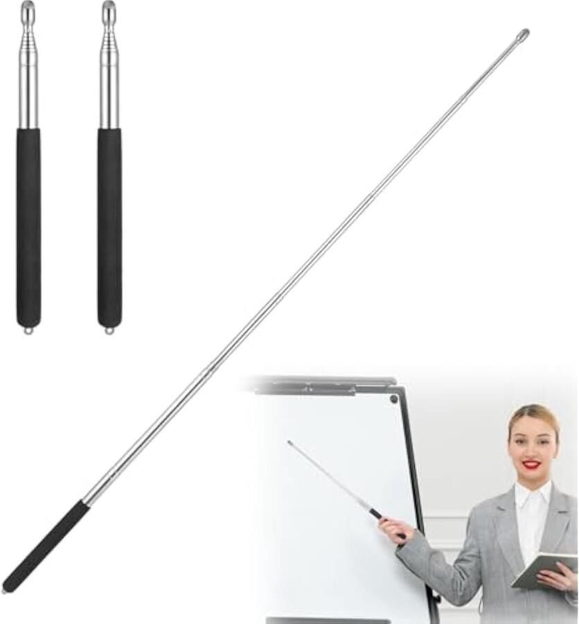 2 stuks aanwijsstokken uittrekbare antislip handgreep telescoopstang lengte verstelbaar whiteboard aanwijzer voor onderwijs vergaderingen toespraken presentaties conferentietrainingen
