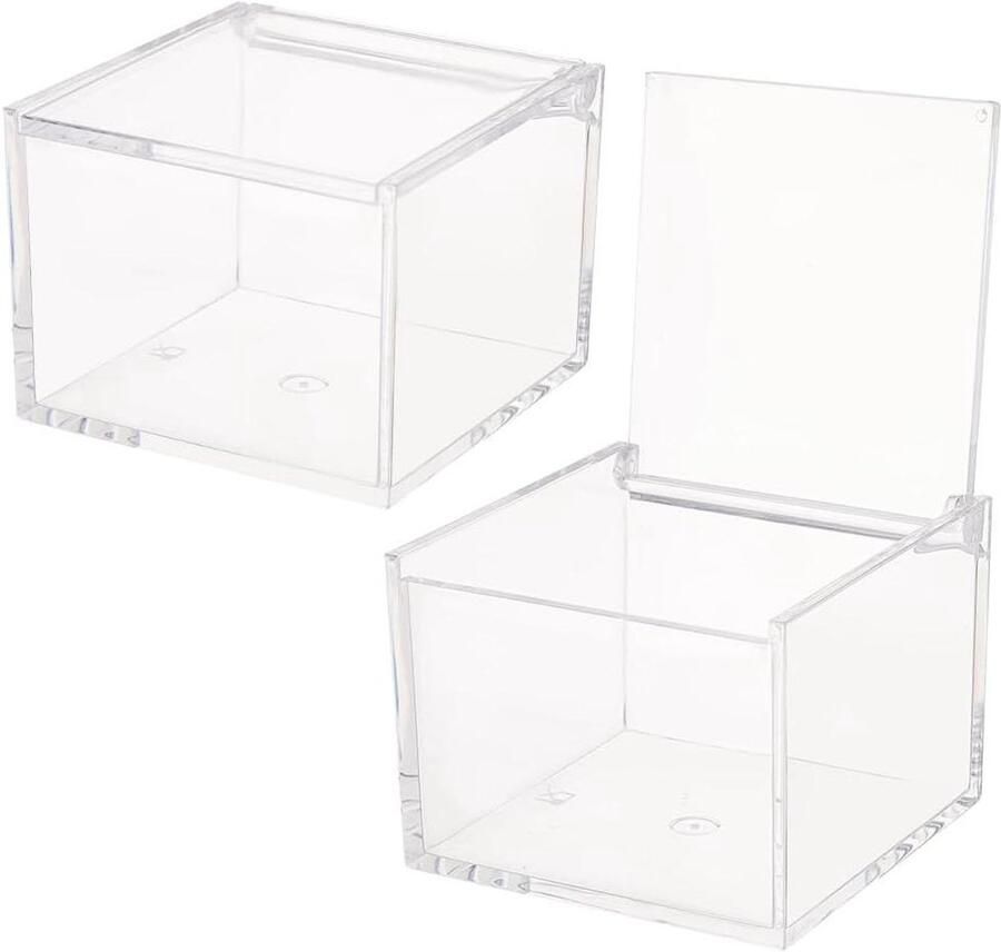 2 Stuks Acryl Opbergdozen met Deksel 8x8x6cm Doorzichtig Organizers voor Bruiloft Cadeau Verpakking Sieraden Opslag Kantoorbenodigdheden Organisatie Luxe Presentatie 易