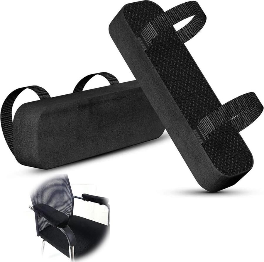 2 stuks armleuningpads stoelarmleuningkussens armleuningbekleding voor bureaustoel traagschuim ergonomische armleuningkussens voor bureaustoel gamingstoel rolstoel (zwart)
