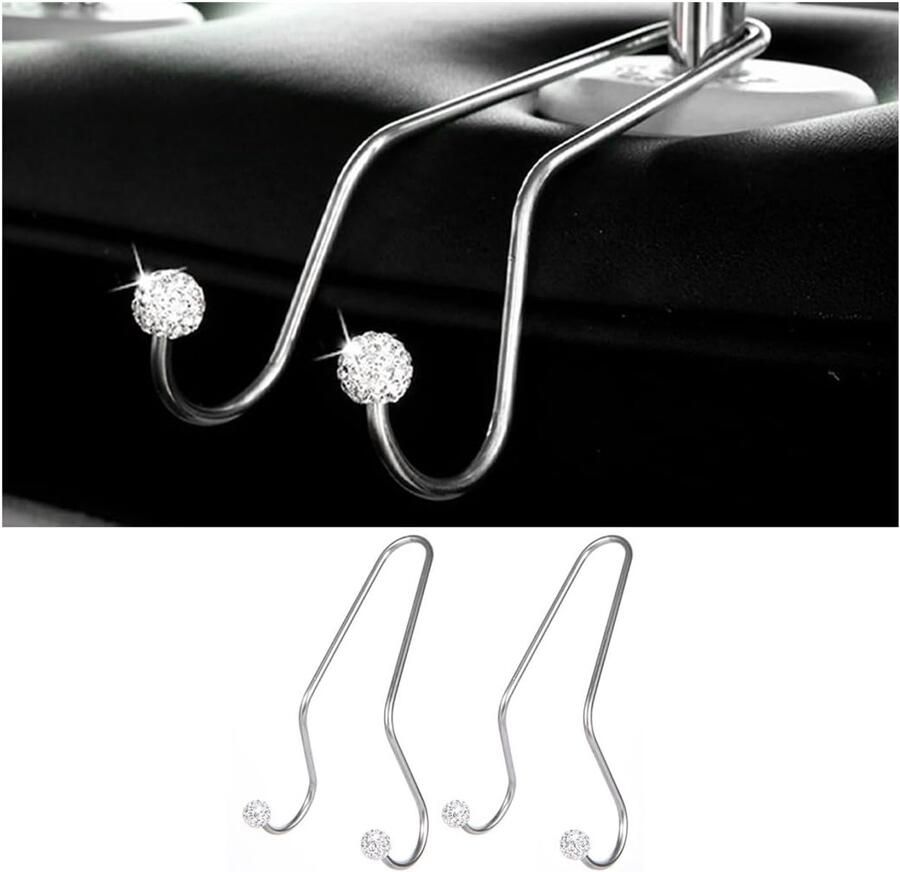 2 Stuks Auto Hoofdsteun Haakjes-Autostoelhaak van roestvrij staal-Auto Organizer Haken Opberghaak Rugleuning Organizer- Autostoel Hangers Auto Kapstok Waterfles Houder Wit Tassenhaak Telefoonhouder