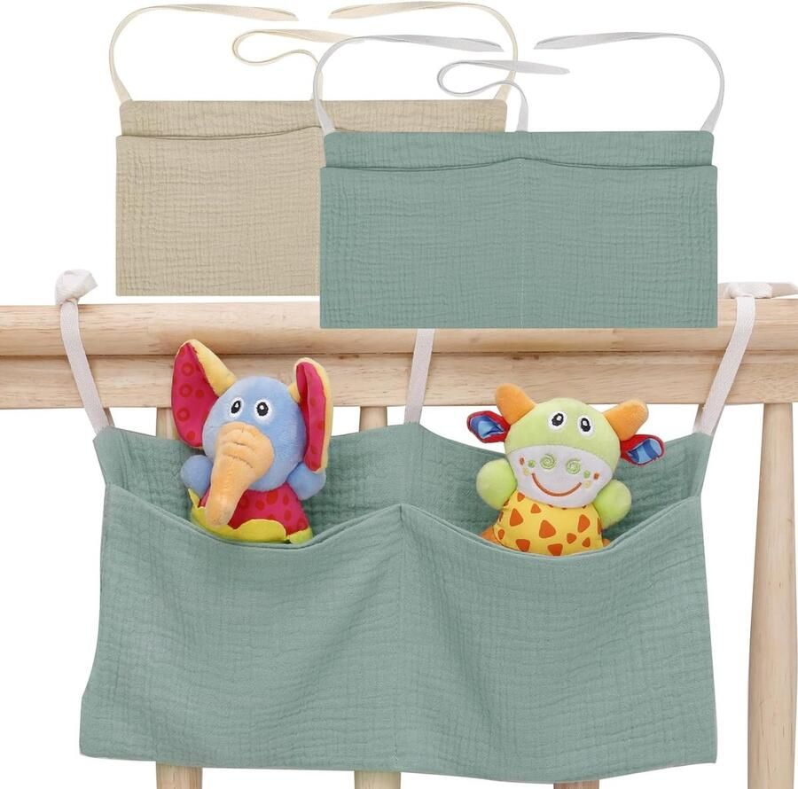 2 stuks babykamer organizer 2-in-1 babybed organizer hangend organizer zijbed baby babyluier caddy hangende organisator opbergzakken voor kinderkamer