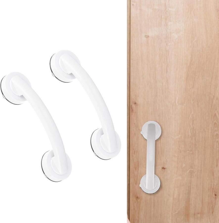 2 stuks zelfklevende kastgrepen zuignap glazen spiegeldeurgrepen zelfklevende instant push-pull handgrepen voor deuren koelkast lade kast 6x5cm (wit) - Foto 2