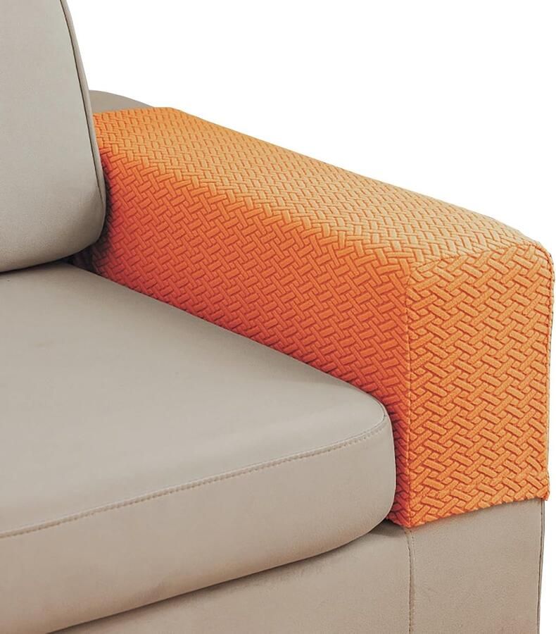 2 stuks bank armleuninghoezen voor banken bank armleuninghoezen wasbare armleuningen relaxfauteuil hoezen stretch armleuninghoezen voor banken (Oranje)