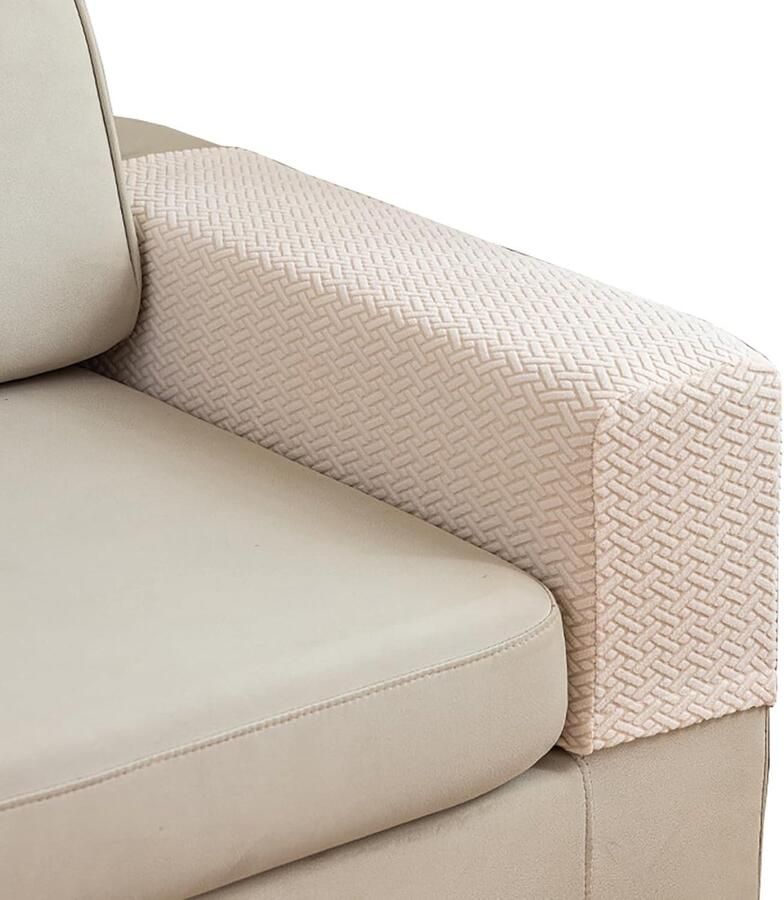 2 stuks bank armleuninghoezen voor banken bank armleuninghoezen wasbare armleuningen relaxfauteuil hoezen stretch armleuninghoezen voor banken (Gebroken wit)
