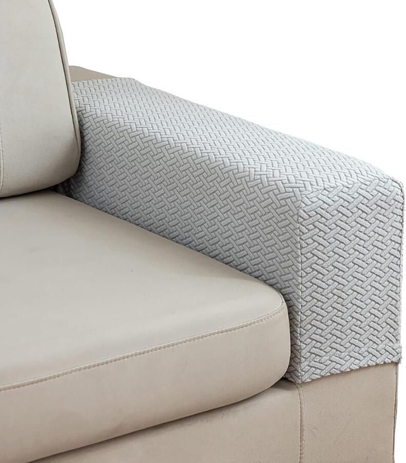 2 stuks bank armleuninghoezen voor banken bank armleuninghoezen wasbare armleuningen relaxfauteuil hoezen stretch armleuninghoezen voor banken (Lichtgrijs)