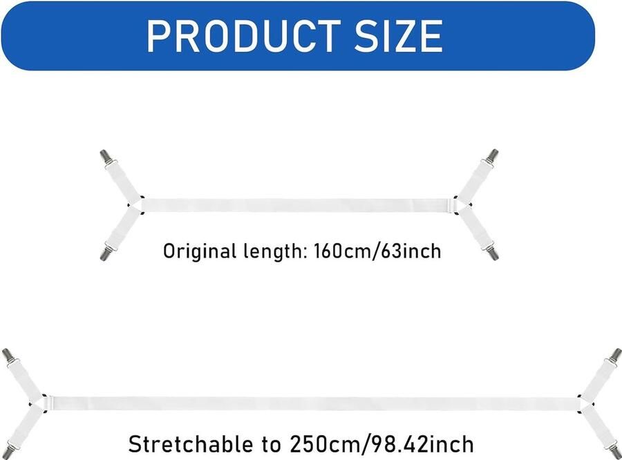 2 stuks bedlakenspanners herbruikbare lakspanners verstelbare matrasspanner universele spanner voor lakens bankhoezen strijkplankovertrekken (wit)