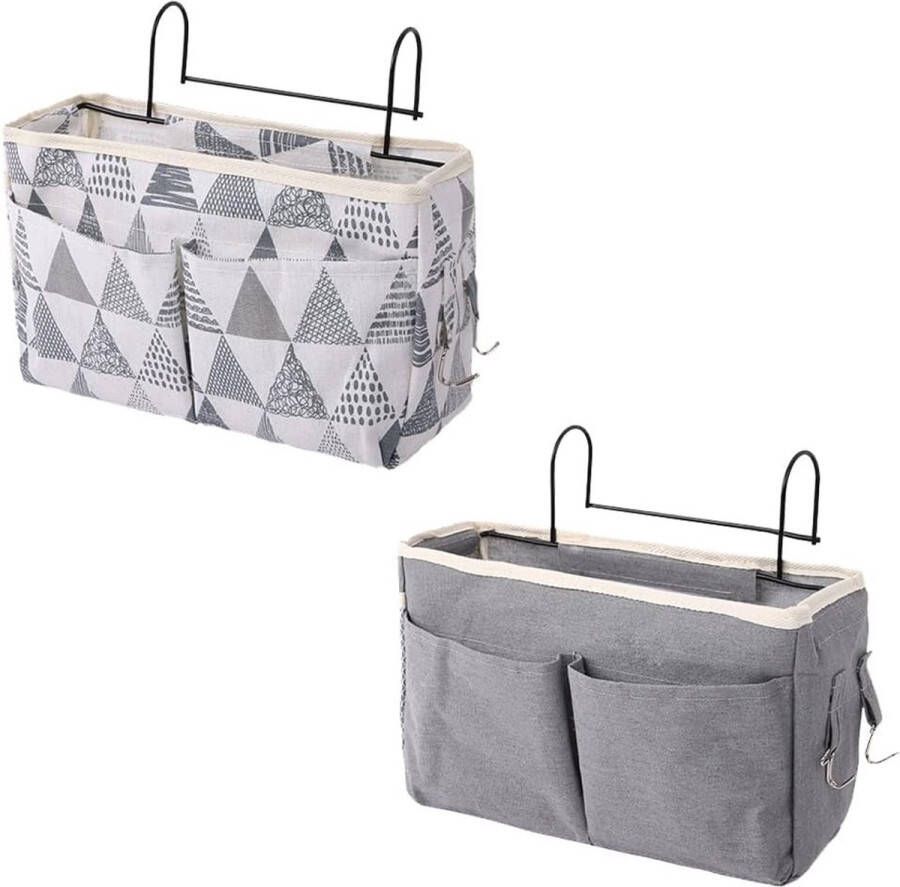 2 stuks bedzakken manden bedorganizer bedtas opbergruimte organizer bedtas met darhaken voor het opbergen van tijdschriften kranten slaapzalen bureaus boeken brillen