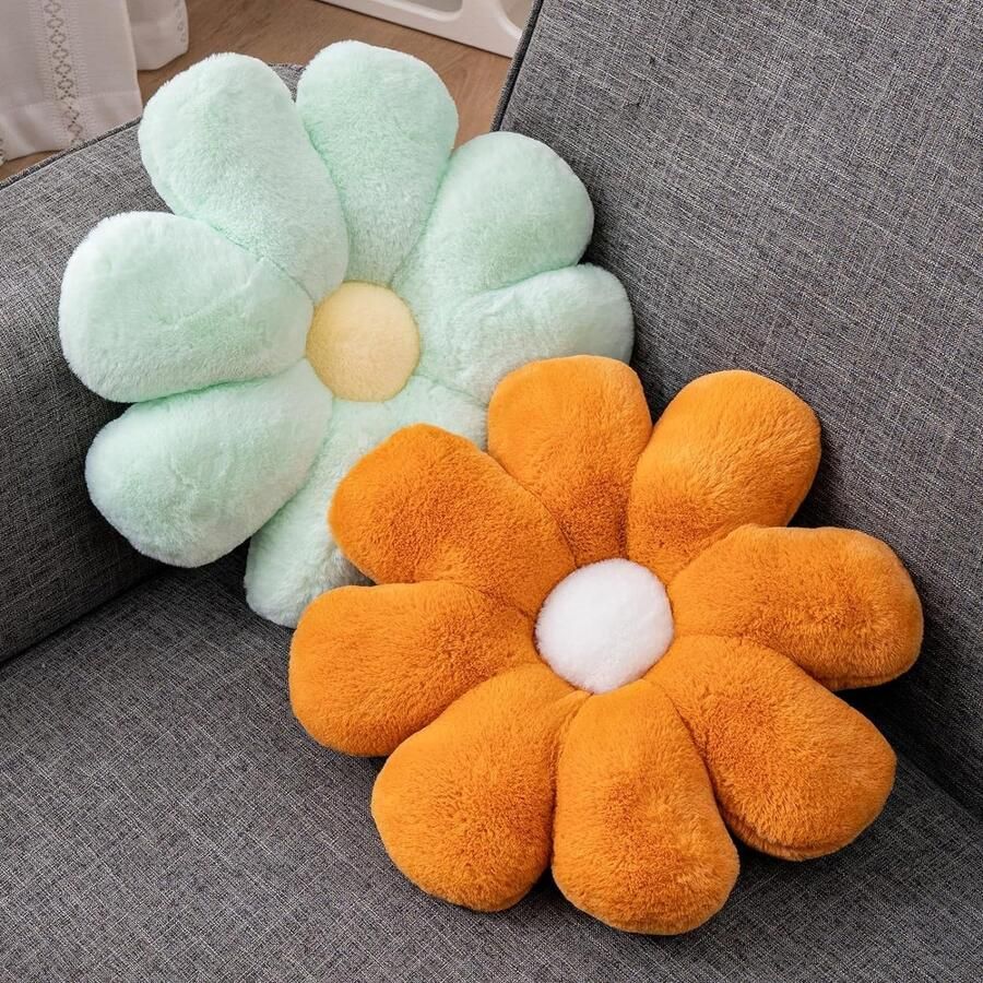 2 stuks bloemkussens bloemvormige kussens bloemvloerkussens madeliefje decoratieve kussens pluche vloerkussens voor slaapkamer bank stoel decoratie 40 cm