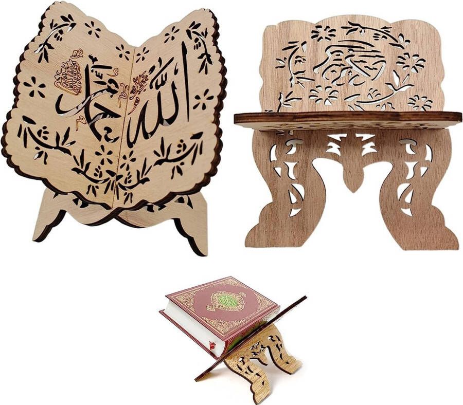 2 stuks boekenstandaard boekenrek Eid Mubarak gebedsboek standaard Kuran Koran Heiliger boekenstandaard houder staander koran houder hout boekenstandaard voor Ramadan tafel decoratie Eid Al Fitr decoratie