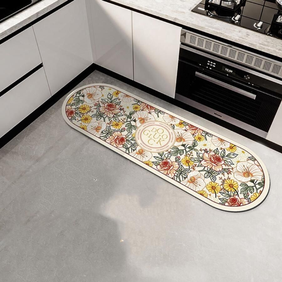 2 Stuks Boheemse Stijl Vloermatten Olie-Absorberende En Snel Drogende Vloermatten Voor In De Keuken Antislipmatten Voor Afwastafels Waterabsorberende Vloermatten (40 Cm Breed X 120 Cm Lang)