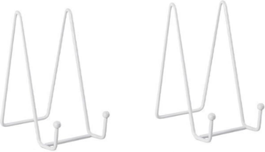 2 stuks Bordenstandaard Display Houder Sierborden Boeken Fotolijstje standaard Borden Rek Keukenkast Metaal wit 7.5*14 cm