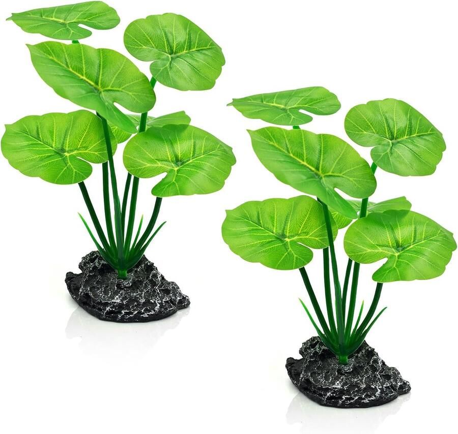 2 stuks decoratieve kunstplanten voor aquariums 13×10×16cm Decoratieve planten voor aquariums plastic realistische planten Geschikt voor aquaria betta's hangmatten met bladmatten goudvissen en reptielen Groen