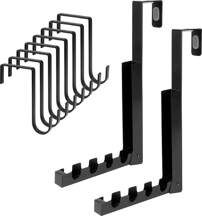 2 stuks deurhaken om op te hangen: opvouwbare deurhaken metaal met 8 kleine haken deur kledinghaken geen boren deurkapstok om op te hangen deurhaak binnenkant voor tas kleding en handdoeken