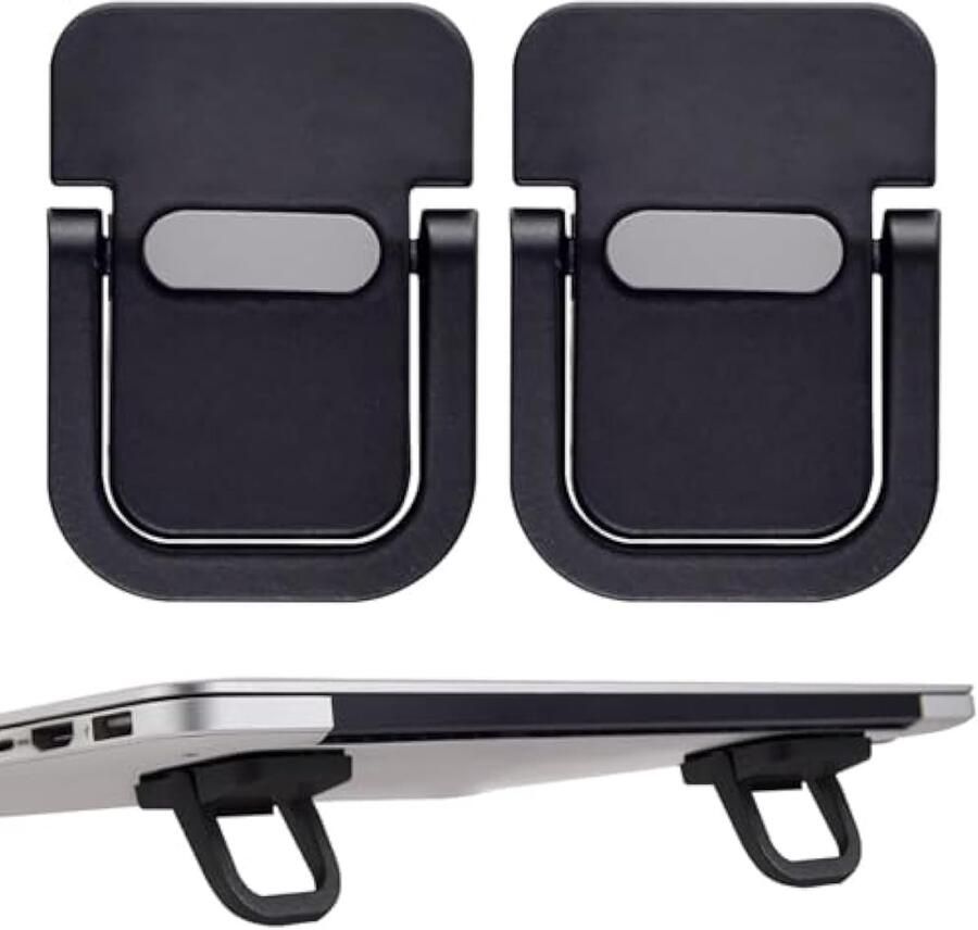 2 stuks draagbare laptop-tafelverhoging opvouwbare antislip toetsenbordstandaard met zelfklevende onderkant onzichtbare tafelverhoging voor het bureau (zwart)
