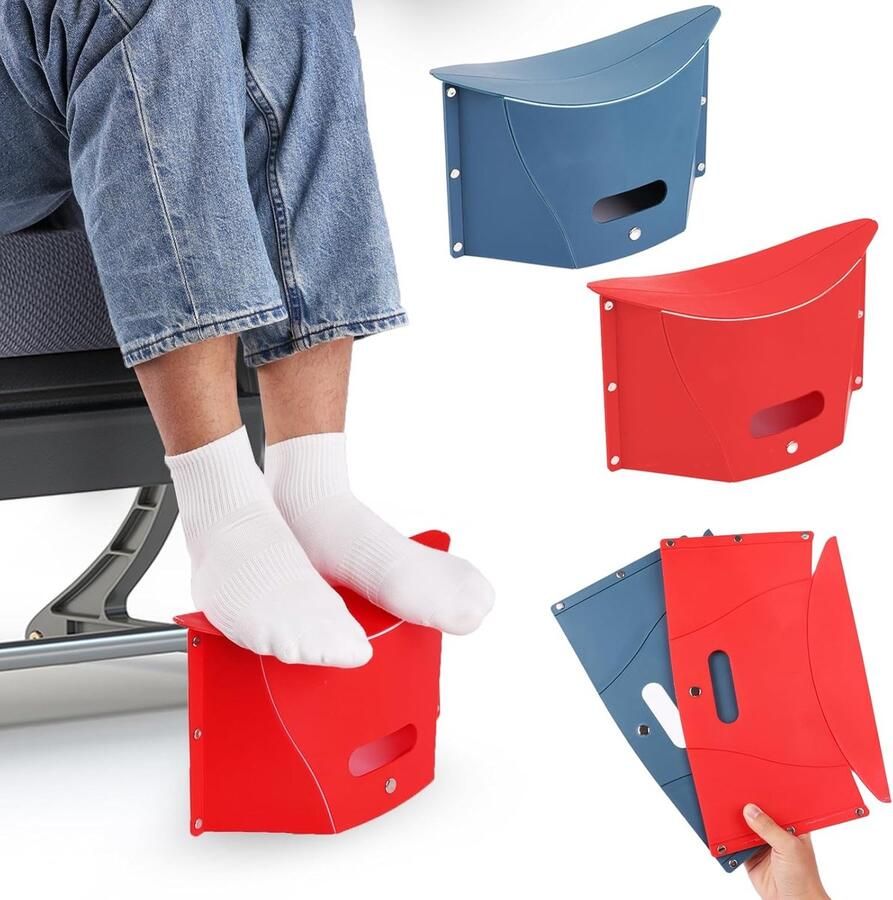 2 stuks Draagbare opvouwbare kruk Draagbare voetensteun Multifunctionele draagbare handmand Voor kamperen vissen picknicks enz Rood en blauw