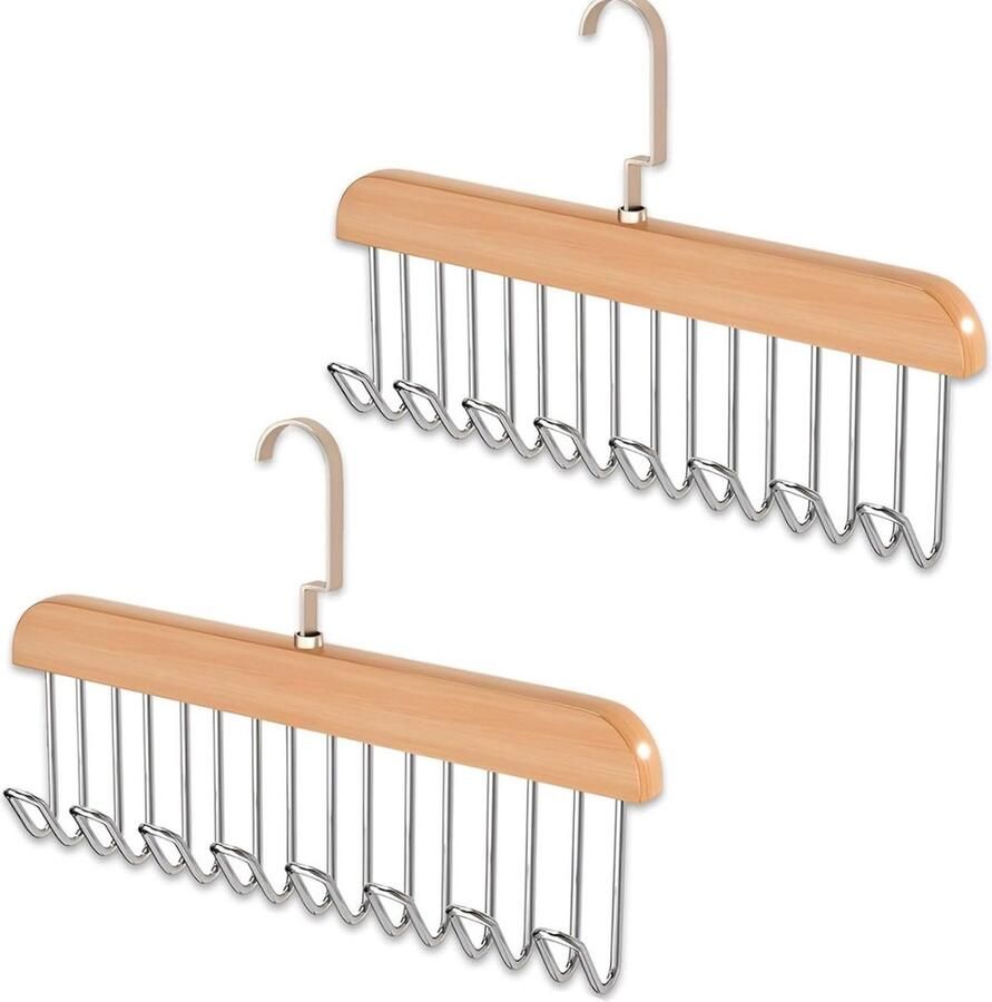 2 stuks draaibare stropdassenhouder 360 graden riemhanger kledinghanger houten riemhanger kast garderobe met meerdere haken stropdashangers