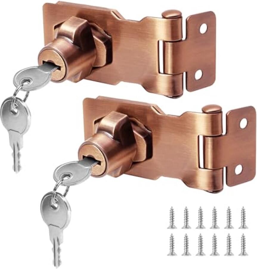 2 Stuks Draaiknop Hasp Sloten voor Kleine Deuren en Kasten Metalen Veiligheidssloten met Sleutels