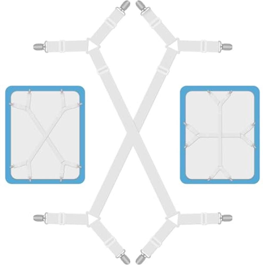 2 Stuks Elastische Bedlakenhouders met Metalen Klemmen Verstelbare Bedbescherming