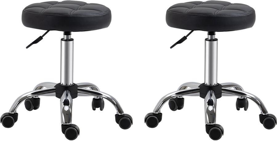 2 stuks Ergonomische Rolkruk Hoogte Verstelbaar 51-67cm Zwart