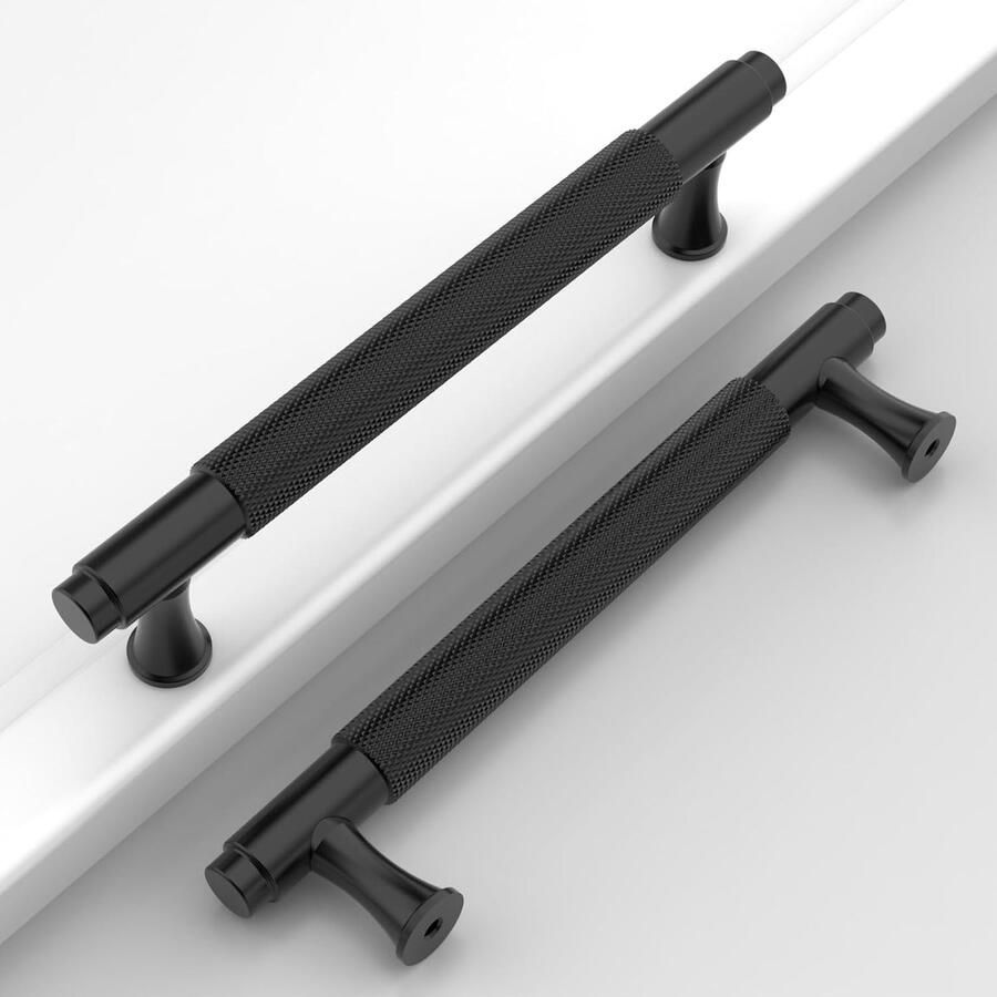 2 stuks gatafstand 5 128 mm kastgrepen gekartelde keukenkastgrepen ladegrepen kastbeslag voor kasten meubelaccessoires garderobekastgrepen deurkruk 162*14.5*32 mm zwart