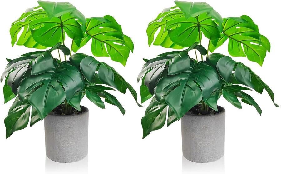 2 stuks groene kunstplanten in pot 42 cm groene kunstplanten met potten kunstplanten als echt kunstplanten voor thuis woonkamer bureau decoratie