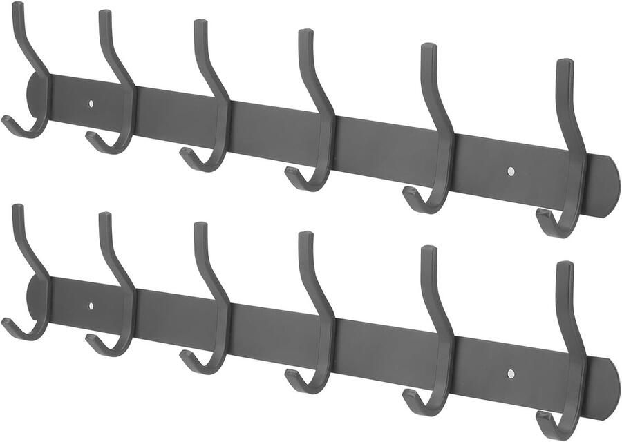 2 stuks haaklijst kledinghaken wandmontage metalen kapstok voor badjas hoeden kleding hangtassen jassen 6 haken 44 5 x 9 cm grijs
