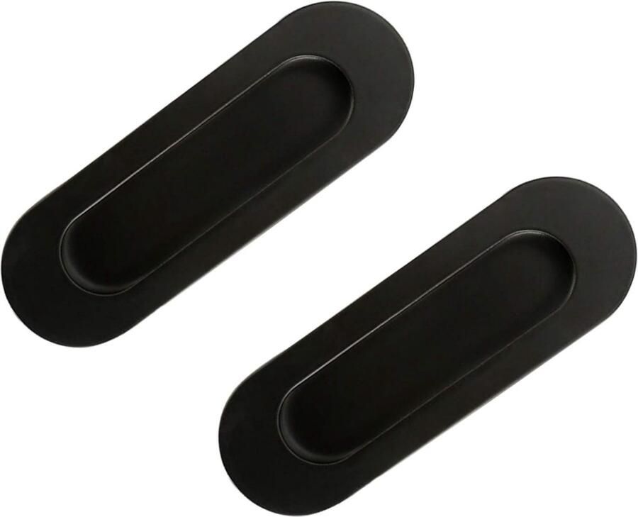 2 stuks Handgreep Kastgreep Handvat voor Kast Keukenkast handvat Verborgen trekhandvat verzonken handgreep voor ladekast kledingkast zwart RVS 12*4*1.5 cm Met schroeven