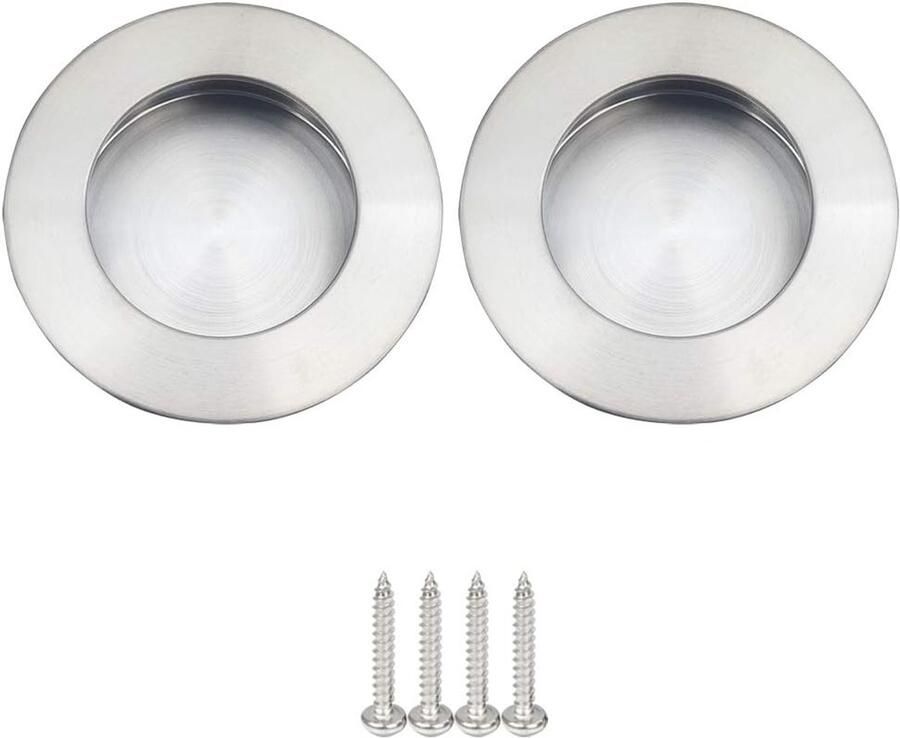 2 stuks Ladegreep Kastgreep Handgreep Rond RVS Ø65mm Handvat voor Kast Keukenkast Lade Of Deurtje Keukengreep Meubelgreep Kastgreep zilver Inclusief Schroeven voor Keuken Badkamer Kasten Laden Dressoirs Kasten