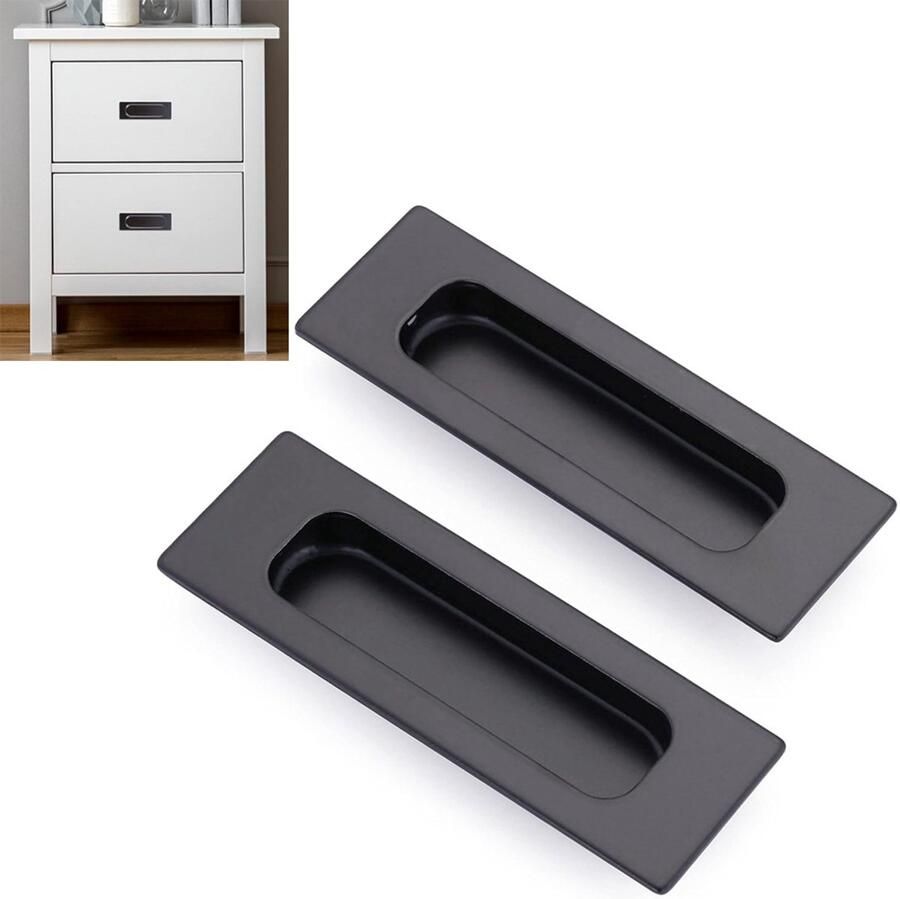 2 stuks Handgreep Vierkant RVS Handvat voor Kast Keukenkast Lade Of Deurtje Keukengreep Meubelgreep Kastgreep Zwart Vierkante Moderne Greep Inclusief Schroeven