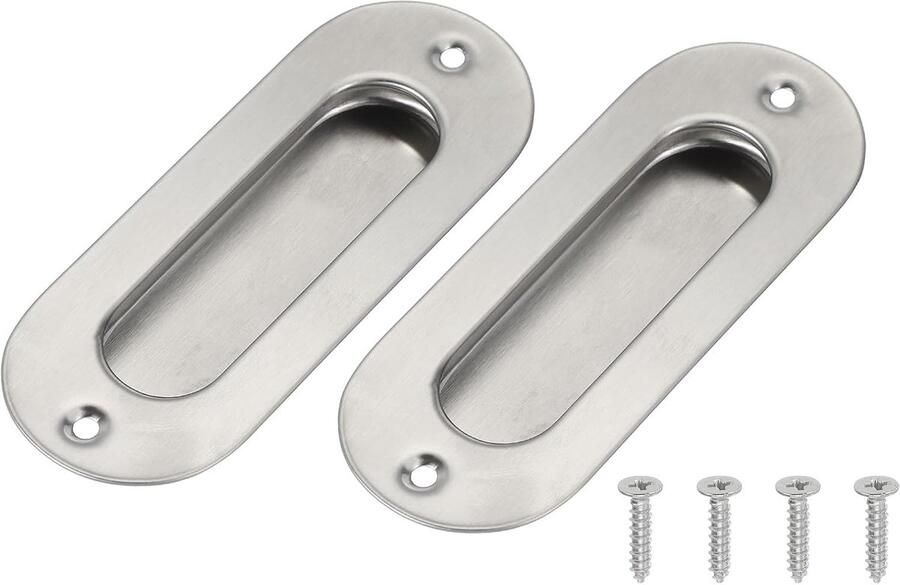 2 Stuks Handgreep Zilver 12*4 cm RVS Met schroeven Ovaal Gatafstand 106 mm Kastgreep Handvat voor Kast handvat Verborgen handvat Verzonken handgreep Voor lade kledingkast