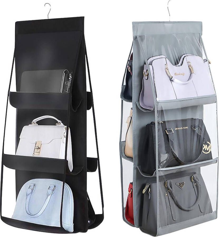 2 stuks handtassen opbergen hangtas handtassen hangorganizer opslag 6 vakken zakhouder voor familiekast slaapkamer woonkamer