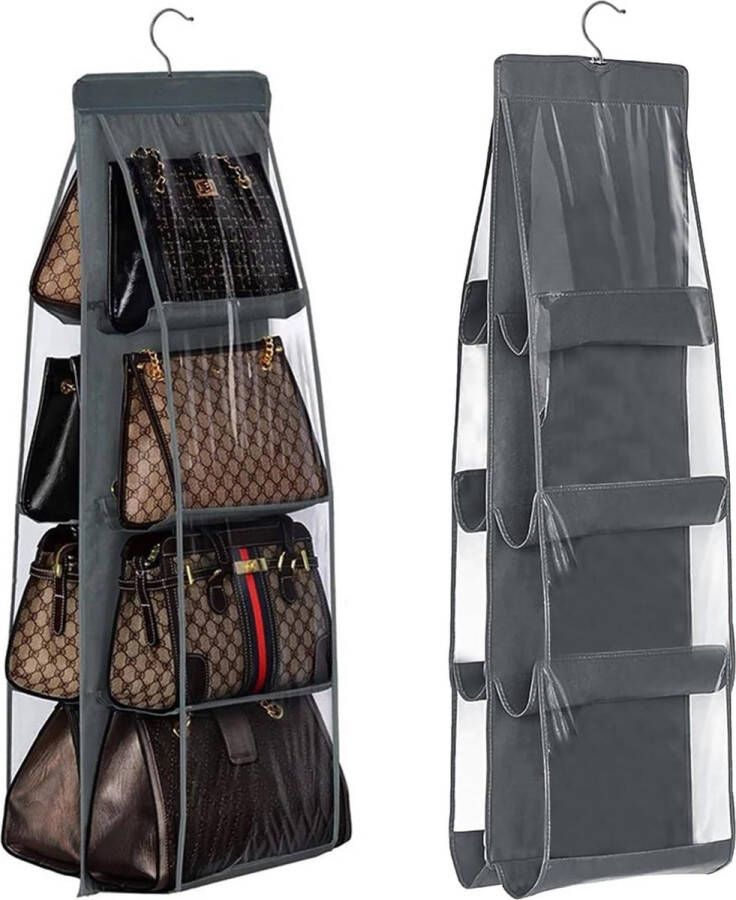 2 stuks handtassen organizer hangend met 8 vakken handtassen organizer hangende handtassen opslag tassenopslag voor tassen woonkamer slaapkamer