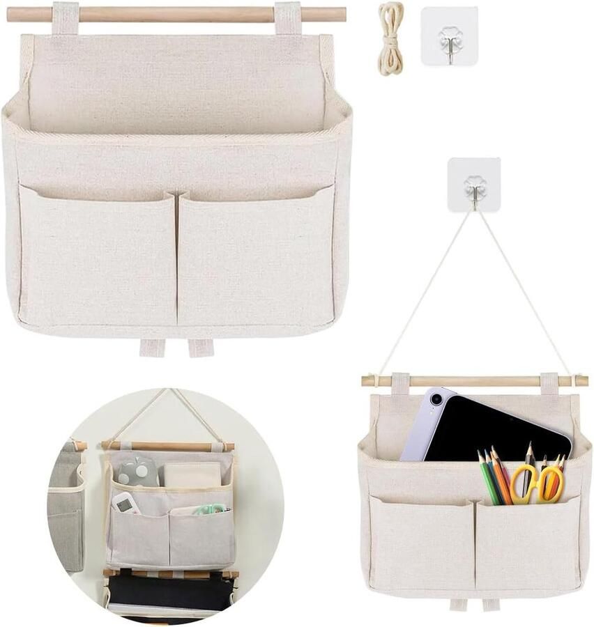 2 stuks hangende opbergtassen hangtas hangorganizer hangtas wordt gebruikt voor familie kantoor campers badkamer gang kinderkamer (beige)