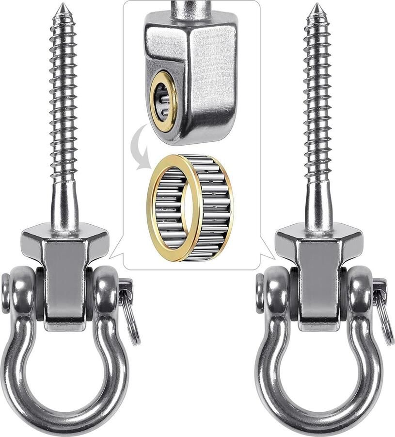 2 stuks hangende schroef 12 7 cm hangmat schommelhanger draaibare roestvrijstalen montagelagerset voor binnen buiten speeltuin stoel yoga touw bokszak zandzak 1500 lbs