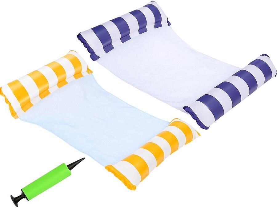 Retadou 2 stuks hangmat zwembaddrijven 4-in-1 multifunctionele loungestoel voor waterervaringen opblaasbare waterhangmat voor volwassenen en kinderen luchtmatras zwembaddrijven voor waterplezier